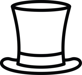 Illustration of a black top hat isolated on transparent background, a classic and stylish accessory for formal occasions and vintage fashion