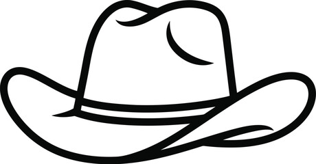 Illustration of a black cowboy hat isolated on transparent background, a classic and iconic symbol of the american west and rodeo culture