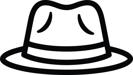 A stylish fedora hat with a simple black outline isolated on transparent background, perfect for fashion and design projects