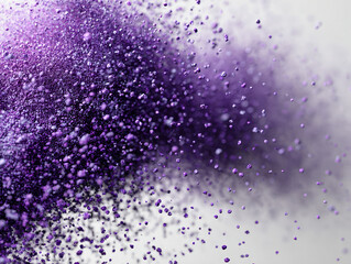 Fototapeta premium Close-up of scattered purple particles on a light gray background, with a gradient transition from dark to light, creating an almost 3D effect No text visible Abstract style - AI-Generated