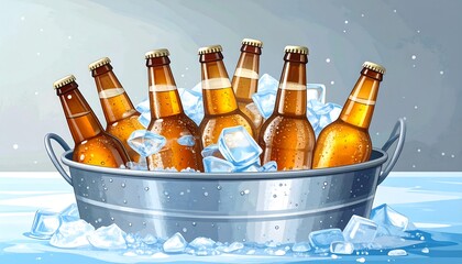 Iced beer bottles in a metal bucket (1)