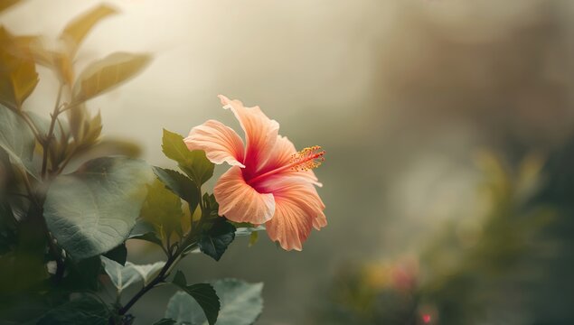 Close-up of hibiscus bloom with soft blurred backdrop