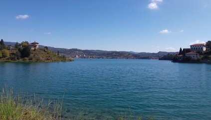 Scenic Lake View in a Balkan Town