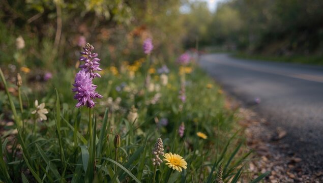 Wild Purple Ruella Tuberose Blooming by the Roadside