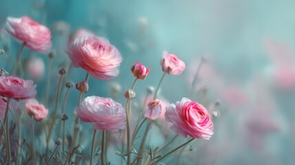 Beautiful Blurred Ranunculus Flowers in Soft Watercolor Style for Artistic and Nature-Inspired Projects