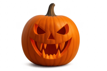 Carved halloween jack-o'-lantern creating spooky atmosphere