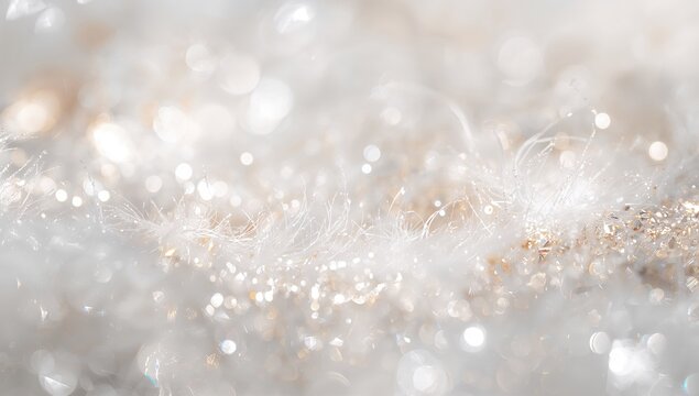 Silver and white abstract bokeh light effects on a blurred backdrop