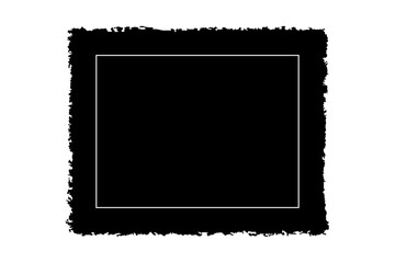 Torn paper frames with jagged edges black ripped.  Dirty artistic design element, box, frame or background for text. Vintage blank instant photo frame with aged textured paper and worn white edges.