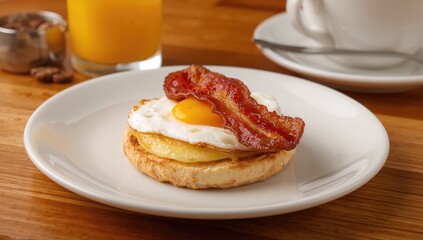 DIY Egg English Muffin Breakfast Sandwich with Bacon and Cheese