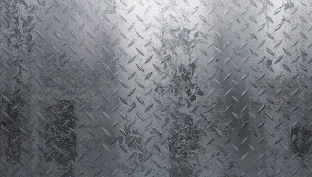 Glossy silver metal panel, artistic textured backdrop