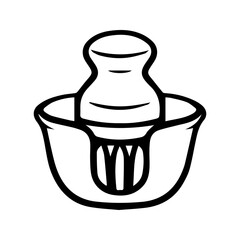 A brush for oiling dishes. Culinary doodle illustration. Food preparation.