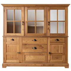 wooden cabinet isolated on white and transparent background