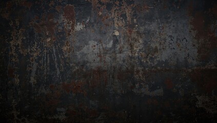 Obraz premium Dark metallic texture with rusty grunge effect in panoramic banner format