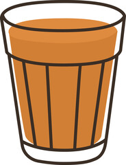 Indian Cutting Chai Glass Vector Illustration with Transparent Background