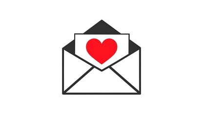 An open envelope with a red heart