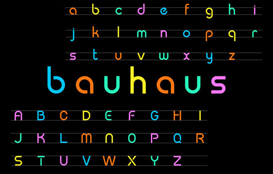 Typeface of Modern style, Lowercase and Uppercase on Black Background