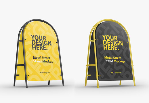Metal Street Stand Board Mockup