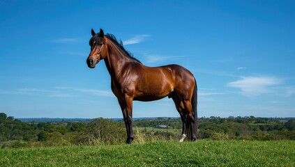 Obraz premium Photo of an equine standing atop a slope