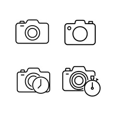 Camera Icons Set Line Art Photography Timer Vector