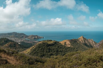 Fototapeta premium Wide-angle shots capturing the scenic views of an island