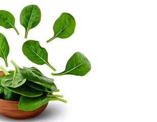A spinach leaf in the air, fresh from the garden