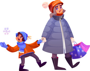 Woman with Boy Shopping