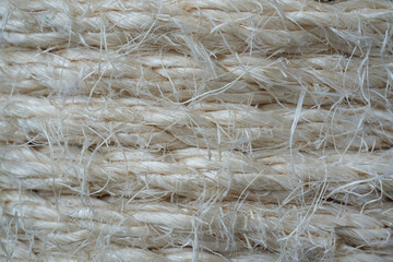 Sisal rope texture macro, natural fiber background