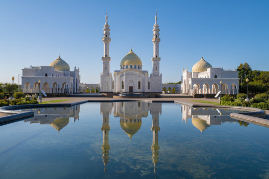 View of the White Mosque on a sunny September morning. The Bulgar. Tatarstan, Russia