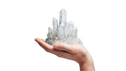 Quartz Crystal in Hand: Healing Stone Concept