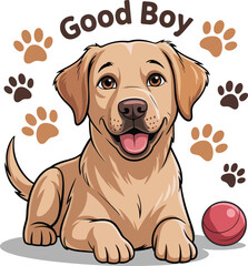 Fototapeta premium Cute cartoon a illustrator vector Labrador Retriever