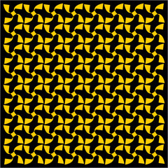 A mesmerizing golden tessellation forming rotating pinwheel illusions, symbolizing unity, balance, and infinite motion through the harmony of repetitive geometric brilliance.