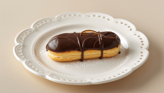 Chocolate-glazed &Atilde;&copy;clair, a traditional dessert treat