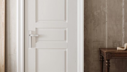 Furniture hinge installed on a white door