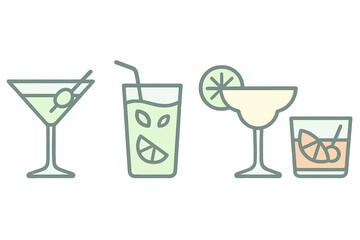 Collection of various drinks including cocktails and mocktails featuring lime and fruit garnishes at a casual gathering