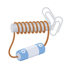 電磁石にクリップがくっついているイラスト