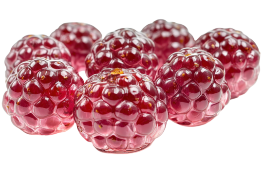 Glossy red berries showcasing vibrant color and texture isolated on a white background ideal for food graphics or design projects