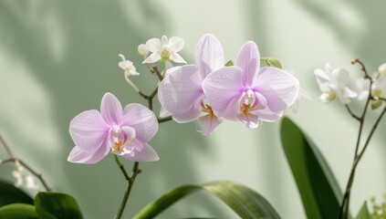 Obraz premium Soft pastel pink and white orchids, commonly known as the queen of flowers