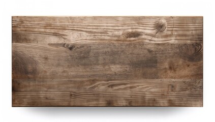 Wooden surface top-down view isolated on white background.