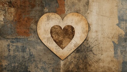 Obraz premium Heart-Shaped Love on a Solid Concrete Surface