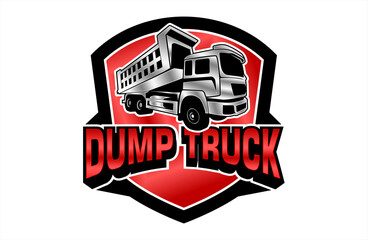 Dump truck logo emblem design vector illustration template business construction company	