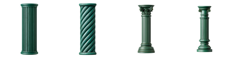 Classical Columns: Architectural Decorative Elements on White
