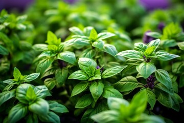 Vibrant green basil leaves thrive in a sunlit garden, ready for harvest and culinary use