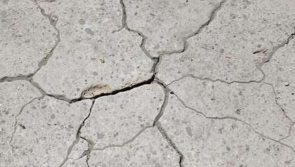 Obraz premium Worn and fractured concrete driveway with visible damage