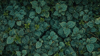 Natural green foliage design with leaf patterns and stalks