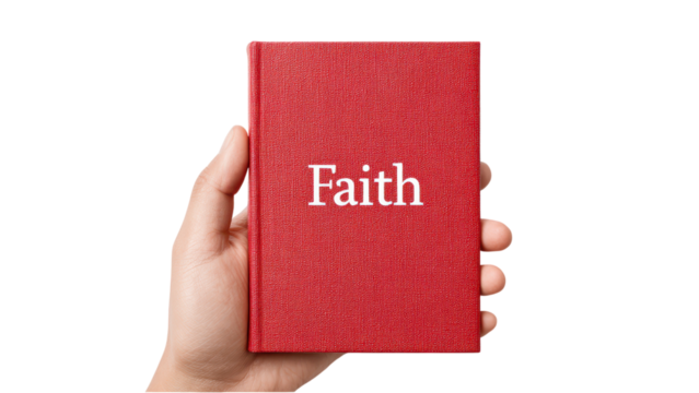 Hand Holding 'Faith' Book: Religion, Spirituality & Belief