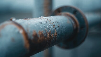 Close-up shot of a metal water pipe with flange fitting
