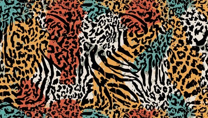 Seamless pattern featuring zebra stripes with a leopard print style