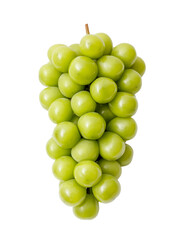 A bunch of green grapes on a white background