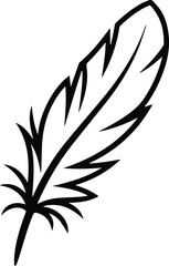 single stylized feather icon, simple outline vector illustration line art