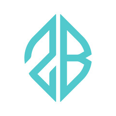 RB monogram in turquoise with geometric shape representing software, digital system, and innovation.